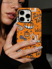 Ốp lưng điện thoại 2 trong 1 vỏ cứng PC và trong mềm TPU, họa tiết Halloween bí ngô ma dơi mèo Boo Trick Or Treat, bề mặt nhám, quà tặng rùng rợn, ốp đôi đồng bộ, tương thích với 11 12 13 14 15 16 16e 17 Pro ProMax Air 18 Pro ProMax - Mờ, không từ tính - Xem 5