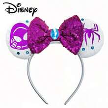 Bando Telinga Minnie Disney Tangled dengan Logo Matahari Emas, Telinga Payet Ungu dengan Pita Fuchsia, Aksesori Rambut Kostum Taman Hiburan - MultiWarna - View 13