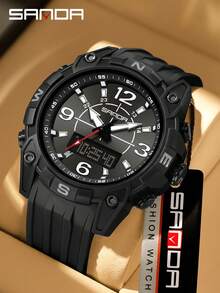 New Arrival Top Brand Men's Electronic Watch Multi Functional Night Light Alarm Clock Waterproof Cool Male And Female Sport Digital Watch SANDA 6393 - All Black - View 1