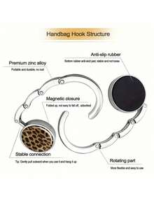 2pcs Animal Print Foldable Hanging Hook Exquisite Purse Hanger Space Saving Collapsible Design For Closet Wardrobe Travel Desk Table, Suitable For Handbags Purses Totes Backpacks, Home Kitchen Organization, Sturdy And Portable Accessory - Brown - View 3