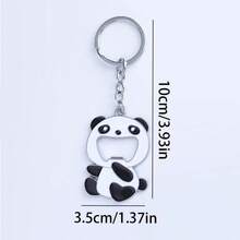 1pc Cute Panda Shaped Bottle Opener Keychain, Black And White Animal Pendant For Bags And Accessories, Bottle Cap Opener For Beer And Cola, Car Key Chain, Practical Gift Accessory For Friends - Black and White - View 3