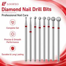 8Pcs Ball Shape Diamond Nail Drill Bits Set, Red Band Fine Grit, 2.35mm Universal Shank For Russian Manicure Cuticle Prep - Multicolor - View 3