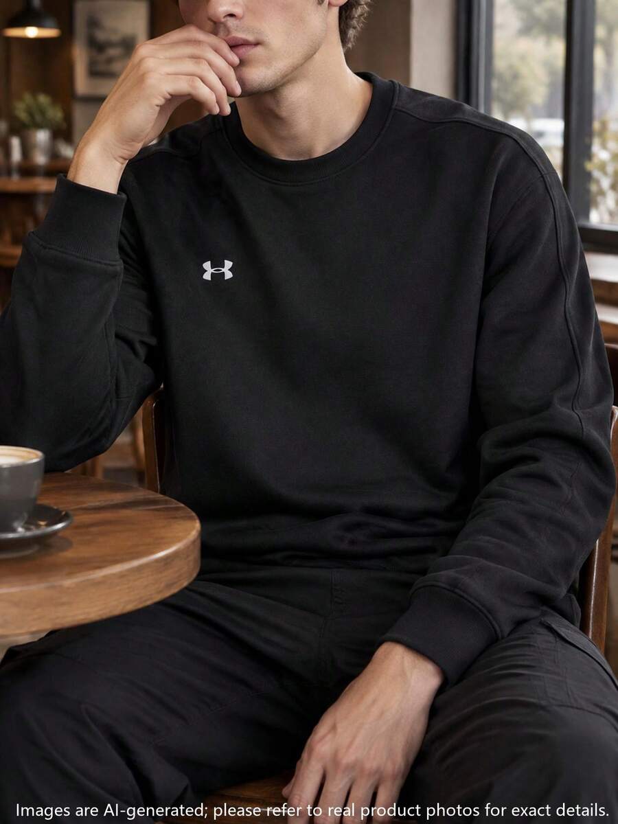 Under Armour Unisex Sweatshirt/Pullover Sports Knit Crew Neck Sweatshirt Outdoor Travel Comfortable Relaxed Long Sleeve Pullover Sweatshirt 24600304-001 - Black - View 1