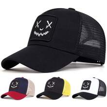 1pc Men's Smiling Face Embroidered Trucker Hat, Fashion Baseball Cap, Sports Mesh Cap, Outdoor Sun Protection Casual Hat For Spring/Autumn Travel, Beach Vacation - Multicolor - View 9