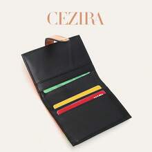 CEZIRA Women Fashion Metallic Color Block PU Vegan Leather Credit Card Holder Colorful RFID Protected Bifold Short Wallet Multi Card Slots Functional Purse - Multicolor - View 7