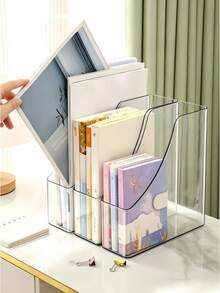 Foldable Matte PP File Storage Box, Desktop Vertical Book Stand, Transparent Acrylic A4 Paper Organizer, Document And Scrapbook Paper Sorting Rack, Suitable For Student Desks, Office Workspaces, Home Study, Libraries, Classrooms - Multicolor - View 3