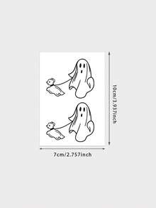 1pc Temporary Tattoo Sticker, Line Art Ghost Walking Ghost Puppy Pattern, Realistic Fake Tattoo Design, For Daily Wear, Bachelorette Party Favors, Music Festival, Game, Graduation Gift, Lasts 3‑5 Days - Black - View 6