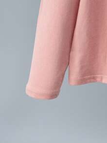 2pcs Women's 100% Cotton Pajama Set, Long Sleeve Top And Pants, Casual Heart Print Loungewear Set - Pink - View 7