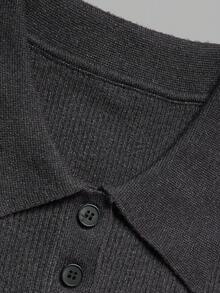 DONICY Women's Black Polo Neck Ribbed Slim Fit Long Sleeve Knit Sweater, Elegant Outfit For Spring Fall Casual Tops - Black - View 5