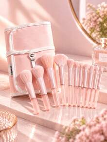 10pcs Mini Makeup Brush Set Portable Cute Full Cosmetic Brush Kit Powder Blush Foundation Eyeshadow Concealer Highlight Lip Brush Soft Bristle Beauty Tools - Multicolor - View 1