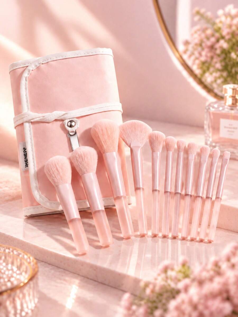 10pcs Mini Makeup Brush Set Portable Cute Full Cosmetic Brush Kit Powder Blush Foundation Eyeshadow Concealer Highlight Lip Brush Soft Bristle Beauty Tools - Multicolor - View 1