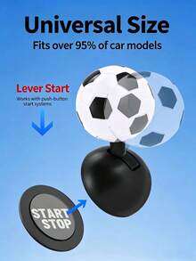 1pc Football Shaped Car One-Touch Start Decoration, Football Joystick Ignition Switch Button Cover, Creative Football 3 Styles Available, Experience Joystick Car Start, Comes With Car Interior Gap Cleaning Brush - Multicolor - View 8