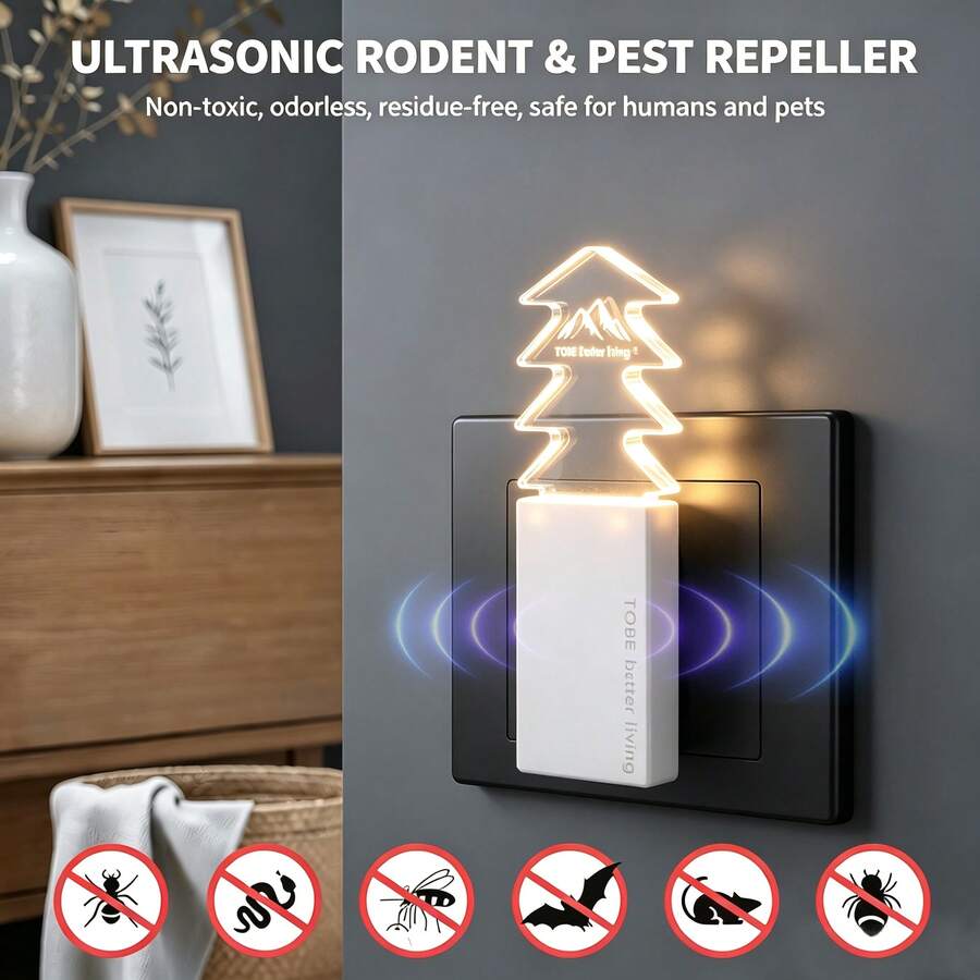 Pengusir Hama Ultrasonik Baru, Pengusir Tikus Ultrasonik Frekuensi Variabel Otomatis Cerdas, Pengusir Hama Rumah Tangga Colok, Mengusir Tikus, Kecoa, Laba-laba, Nyamuk, Semut, Jangkauan Luas + Desain Senyap, Pengusir Nyamuk Ultrasonik Portabel, Ramah Hewan Peliharaan dan Manusia, Cocok untuk Halaman, Rumah, Hotel, Gudang, Ruang Bawah Tanah, Loteng, Penggunaan Dalam dan Luar Ruangan