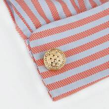 Men's Gold Round Shirt Cufflinks - Gold - View 5
