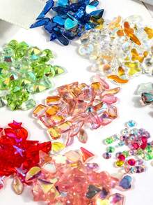 Fall 9 Grids Box Mixed Color Irregular K9 Nail Rhinestones, Multi-Faceted Pointed & Flat Back Gems DIY Press On Nail Art Decorations - Multicolor - View 3