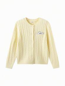 Balabala Girls Cute Soft Knit Sweater Pullover Jumper Casual Versatile Top For Tween Girl Winter Daily Wear - Light Yellow - View 4
