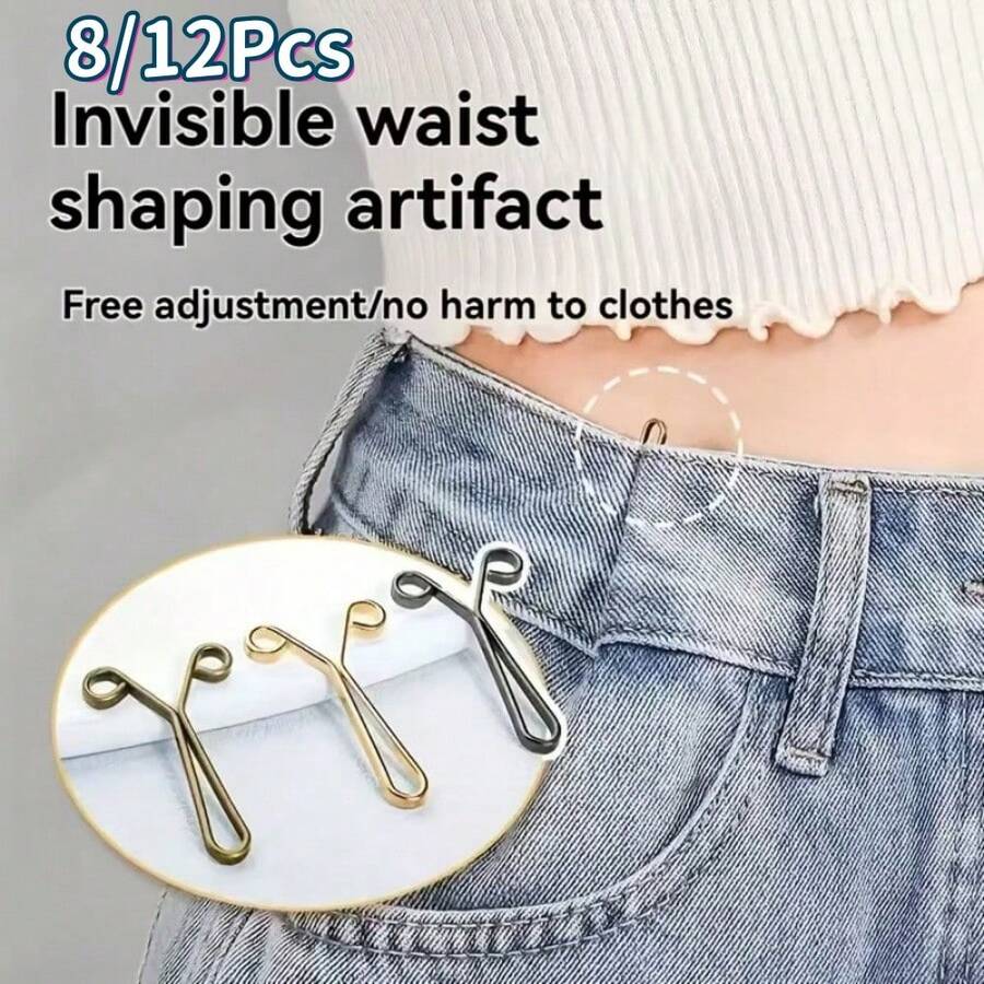 8/12Pcs Y-Shaped Scarf Clips Neck Clips Headscarf Veil Fixing Pins Accessories Scarf Buckles, Y-Shaped Waist Buckle, Waist Adjustment Buckle