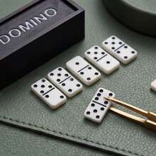 1 Set - Miniature Dominoes Set Ornament - 24 Pieces Dominoes + Drawer Storage Box, Ultra-Small Mini Realistic Bone Tiles, Role-Playing Game Props, Model House Decoration Small Ornament - Type a - View 4