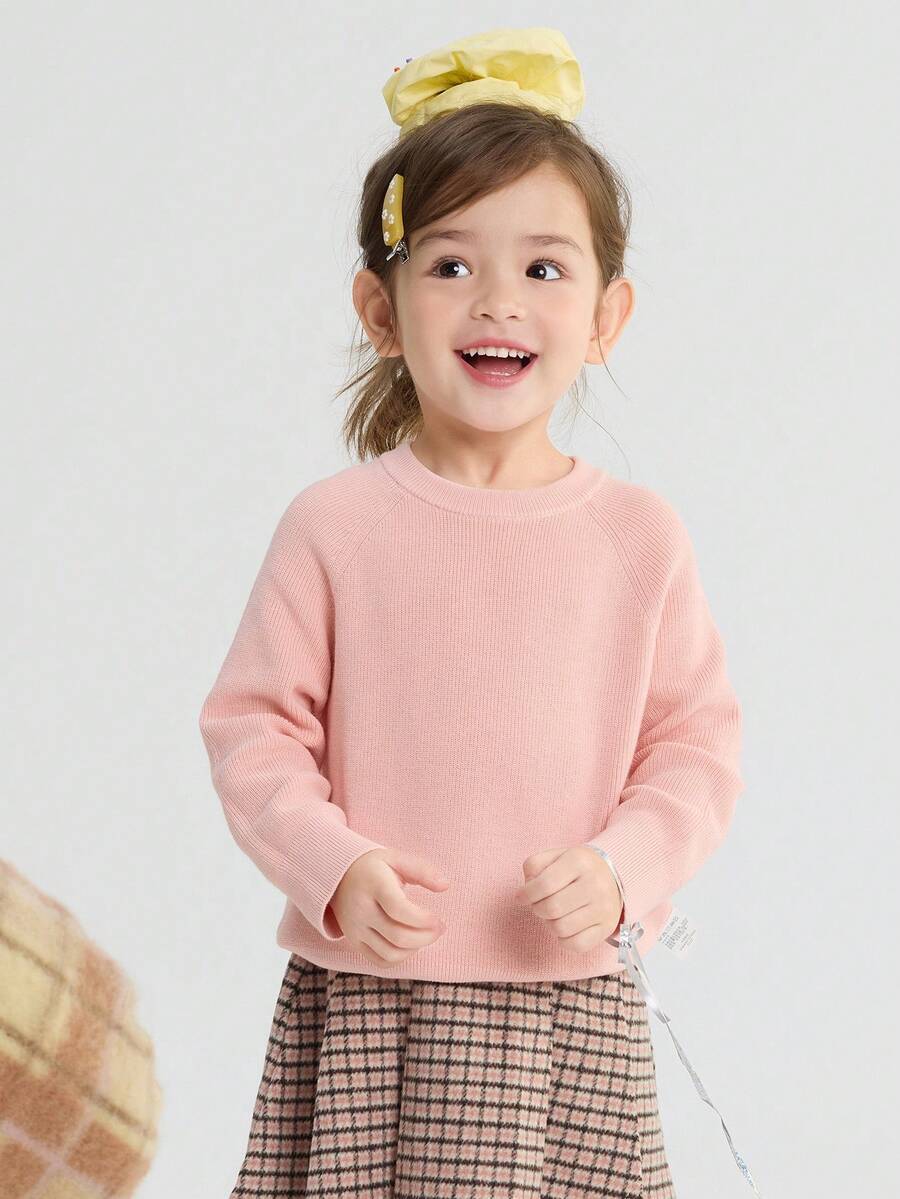 Balabala Tween Girl Knit Pullover Sweater Soft Cozy Jumper Casual Top For Boys Girls Winter Daily Wear - Pink - View 1