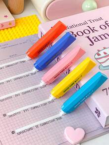 5pcs Dopamine Pen-Style Correction Tape, Invisible Tape Core, Natural Paper Color Correction Tape, Perfect For Student Daily Study, Note Correction, Homework - Correction Tape - View 4