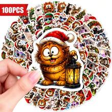 Whimsical Xmas Feline Decorative Sticker Pack 100/200 Pieces Waterproof Decals For Festive Atmosphere Craft Decoration - A-100PCS - View 8