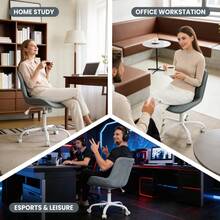 Soft Soft Swivel Entryway Storage Chair – 60 X 63 X 79 Cm Modern Scallop Back Armchair With 360° Rotation, Upholstered Shell Design For Bedroom, Vanity, Lounge, Office - White - View 4
