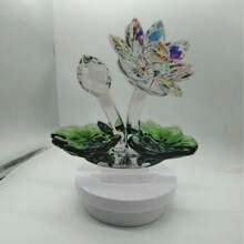 1pc 2D Flat Acrylic Lotus Flower Ornament With Green Leaf Decoration, Suitable For Home Office Desktop, Perfect Gift For Women And Mothers - multicolor - View 6