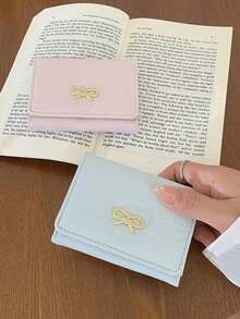 Cute Bow Shaped Small Wallet For Women, Fashionable 30% Off Wallet, Daily Storage Bag, Coin Purse, Daily Use, Holiday Gifts, Shopping, Travel - Multicolor - View 1