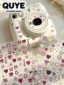 1 Set Sticker Book, Vintage Plaid Heart And Cool Star Patterns, Transparent Decorative Stickers, Suitable For Nail Surface Decoration - RQ1056/1057 - View 2