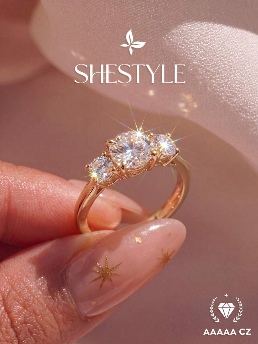 1pc Flower Rhinestone Ring, Exquisite Jewelry Gift For Women, Suitable For Dating