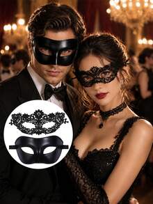 2pcs/1set Makeup Ball Couple Masks, Ball Masks, Suitable As Costumes And Props For Role-Playing, Halloween, Theme Parties, And Stage Performances - Multicolor - View 10