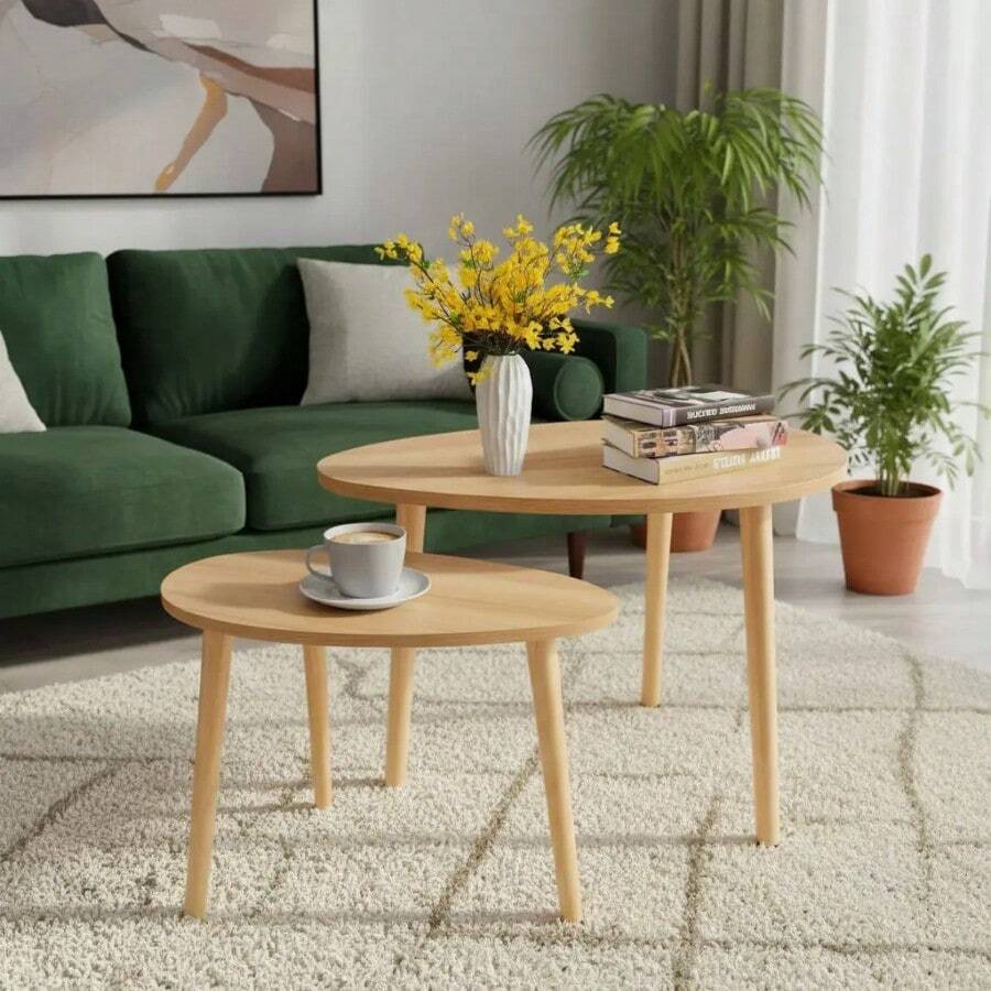 Set De 2 Mesas De Centro Y Auxiliares Minimalistas, Mesas Modernas De MDF Color Negro, Mesas De Café Para Sala, Sofá, Recámara Y Departamento, Diseño Elegante Y Ahorrador De Espacio - Negro - Ver 1