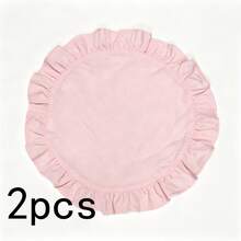 1 pieza/2 piezas/6 piezas Manteles individuales de unicolor francés con borde de volantes, servilletas pequeñas de encaje floral estilo Ins, mantel multiusos para cubrir el polvo - Multicolor - Ver 18