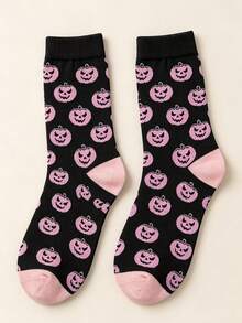 3 Pairs Women's Mid-Calf Socks Sweet Cool Pink Halloween Socks Ghost Bat Pumpkin Fun Socks Holiday Party Casual Daily Gift Socks - Multicolor - View 7