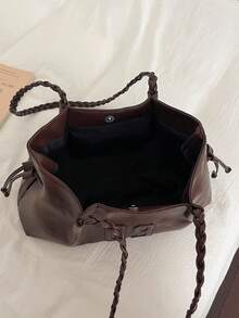 Vintage Large Capacity Letter Tote Bag For Women, New Versatile Casual Commuter Shoulder Underarm Bag - Coffee - View 4