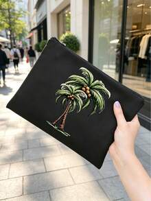 Coconut Print Pattern Storage Bag, Multifunctional Makeup Bag, Portable Travel Grooming Bag With Zipper, Skincare Bag,Daily Care Bag, The Best Gift For Friends, Suitable For Shopping, School, Travel, Daily Use - Multicolor - View 9