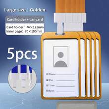 2/5pcs Aluminum Alloy Badge Holder With Lanyard, Heavy Duty Metal Card Holder With Transparent Window Protective Shell, Professional Name Tag Holder, Suitable For Office Employees, Teachers, Schools, Exhibitions, Trade Shows, Work Accessories - Multiple Specifications - View 14