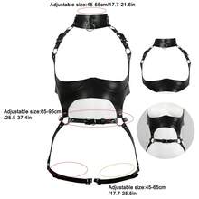 1pc Punk Leather Full Body Chain Harness, Leg Strap Gothic Waist Belt, Suspender Tank Top Tight PU Accessory, Suitable For Women And Girls, Adjustable Size, Detachable Multi-Style - Black - View 4