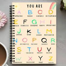 Positive Energy Letter Spiral Notebook - A5 Size Lined Journal With Inspirational Quotes & Rainbow Pattern Design, Suitable For Classmates, Teachers, Students & Office Learning, Inspiration Gift, Durable Binding, Creative Layout - Minimalist Letter - View 5