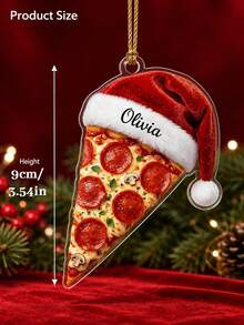 1pc Custom Personalized Pepperoni Pizza Slice Christmas Ornament,Santa Hat Foodie Decor,Personalized Pizza Party Favor,Holiday Gift,Christmas Tree Hanging Decor,Christmas Gift - Multicolor - View 7