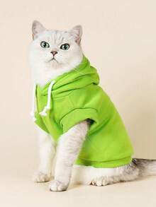 The 3estie 3eastie 1pc Polyester Solid Color Dopamine Color Palette Comfortable Basic Sleeveless Hooded Sweatshirt For Cats And Dogs Indoor Outdoor - Green - View 9