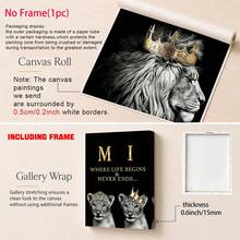 3pcs Modern Abstract Lion Family Inspirational Quote Wall Art Canvas Painting, Suitable For Living Room Decor, Frameless - Multicolor - View 3