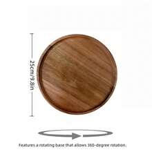 1pc Rotating Storage Tray, Slouchy Susan, Wooden Tray, Kitchen Storage, Kitchen Condiment Organizer, Rotating Tray Spice Rack, Can Be Used As Kitchen Storage Tray, Kitchen Storage Supplies, Also Can Be Used As Serving Plate, Breakfast Tray, Serving Tray, Rotating Cake Stand, Multi-Functional Tray, Suitable For Bathroom, Vanity, Coffee Bar, Decorative Tray, Kitchen Decor And Accessories, 360 Degree Rotating Storage Space, - Camel - View 8