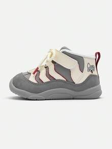 Balabala Baby Fleece Lined Walking Shoes Soft Sole Sport Footwear For Infant Boys Autumn Winter Daily Wear - White Grey Tone - View 2