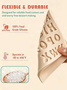 3D Letter & Number Silicone Molds, Fondant Birthday Cake Molds, Uppercase & Lowercase Cartoon Chocolate Clay Baking Tools, Candy Molds & Cake Decoration Tools, Birthday Party Decoration - Beige - View 7