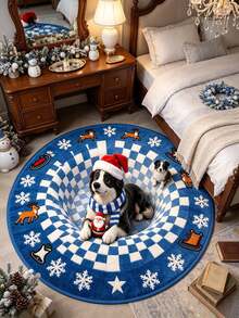 1 pc Keset Pintu Natal Motif Kotak-kotak Biru & Putih Border Collie, Hadiah Natal, Karpet Kecil, Keset Selamat Datang, Karpet Lantai, Keset Pintu Luar, Karpet Dapur, Dekorasi Rumah, Keset Pintu Depan, Karpet Area, Keset Luar Ruangan - MultiWarna - View 3