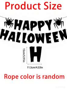 1/2pcs/Set Happy Halloween Party Decoration Paper Banners, Black Felt Spider Banners, Create Halloween Party Atmosphere, Indoor/Outdoor Halloween Decorations, Suitable For Halloween Theme Party Home Living Room Wall Decor - H-flag - View 2
