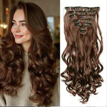 7pcs/Set, 16 Clips, 22 Inch Long Curly Synthetic Hair Extensions, Invisible Clip-In Hair Extensions, Purple/Multi-Color, Suitable For Women, Halloween - Multicolor - View 8