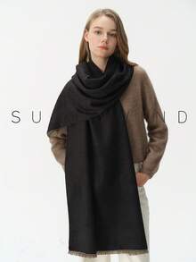 1pc Women's Solid Color Polyester Commuter Fashion Versatile Scarf For Daily Use - Black - View 2