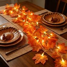 Home Maple Leaf Garland With Lights, Maple Leaf String Lights, Battery Powered (Batteries Not Included), Thanksgiving Halloween Autumn Decoration, Indoor And Outdoor Use - Warm White - View 10